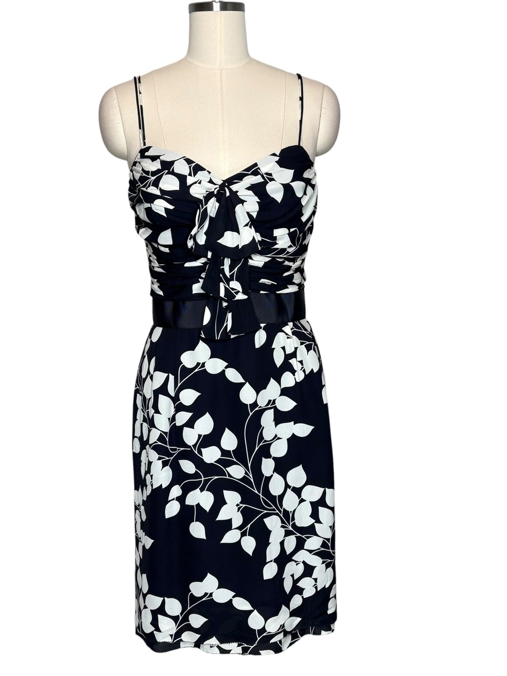 Tory Burch Navy Blue Silk Floral Knee Length Dress | 12